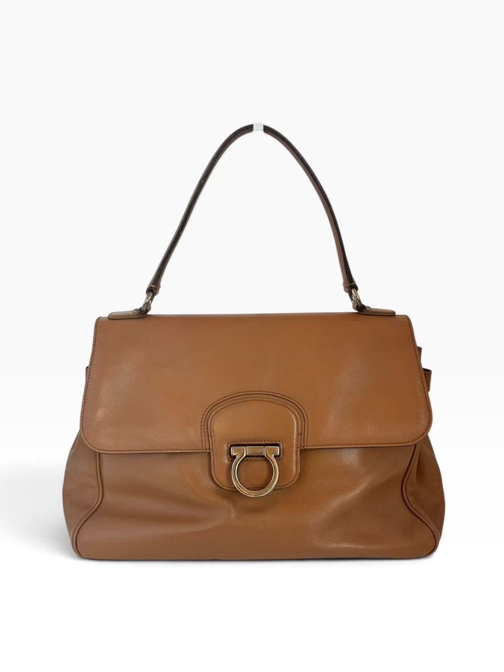 Salvatore Ferragamo Tan Leather Top-Handle Shoulder Bag